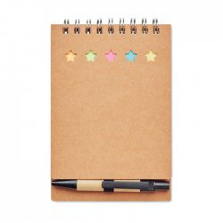 Notes z długopisem oraz kolorowymi znacznikami