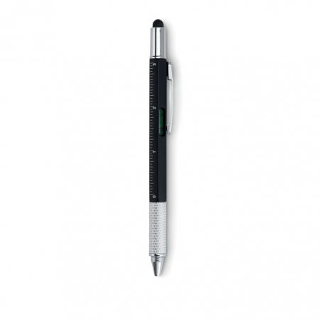 Długopis poziomica z linijką czarny, matt silver reklamowy z nadrukiem logo, Sekundo.pl