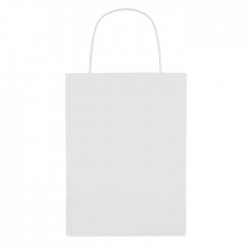 Paprierowa torebka mał 150 gr white, beżowy reklamowy z nadrukiem logo, Sekundo.pl
