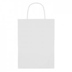 Paprierowa torebka śre 150 gr white, beżowy reklamowy z nadrukiem logo, Sekundo.pl