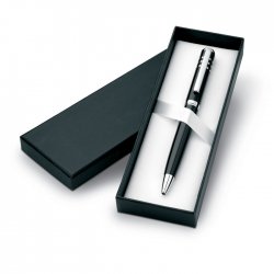 Długopis, lakierowany czarny, matt silver reklamowy z nadrukiem logo, Sekundo.pl