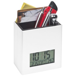 Organizer biurkowy z zegarkiem i termometrem odzież reklamowa z nadrukiem logo, haft