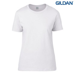 T-shirt damski Premium (GIL4100) biały reklamowy z nadrukiem logo, Sekundo.pl