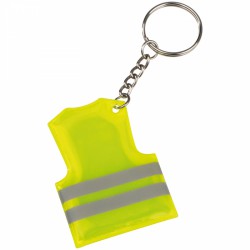 Brelok w kształcie kamizelki odblaskowej żółty reklamowy z nadrukiem logo, Sekundo.pl