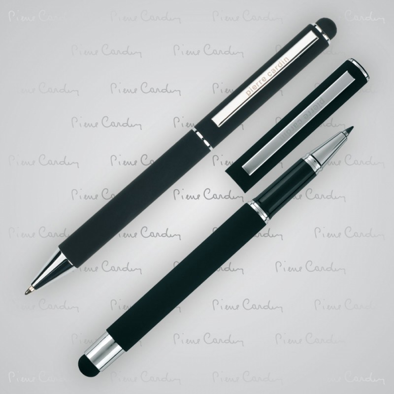 Zestaw piśmienny długopis i pióro kulkowe soft touch CLAUDIE odzież reklamowa z nadrukiem