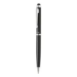 Długopis, touch pen Swiss Peak czarny, srebrny reklamowy z nadrukiem logo, Sekundo.pl