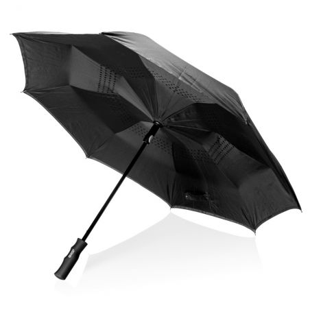 Odwracalny parasol automatyczny 23" Swiss Peak czarny reklamowy z nadrukiem logo