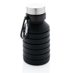 Składana butelka sportowa 550 ml z karabińczykiem czarny reklamowy z nadrukiem logo