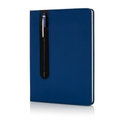 Notatnik A5 Deluxe, touch pen niebieski reklamowy z nadrukiem logo, Sekundo.pl