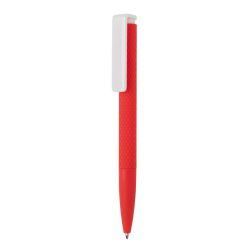Długopis X7 czerwony, biały reklamowy z nadrukiem logo, Sekundo.pl