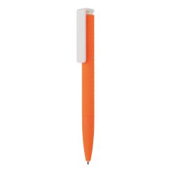 Długopis X7 pomarańczowy, biały reklamowy z nadrukiem logo, Sekundo.pl