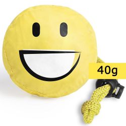 Torba poliestrowa, składana, "uśmiechnięta buzia" żółty reklamowy z nadrukiem logo