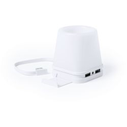 Hub USB 2.0, pojemnik na przybory do pisania, stojak na telefon biały reklamowy z