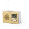 Bambusowy zegar na biurko z alarmem, radio odzież reklamowa z nadrukiem logo, haft