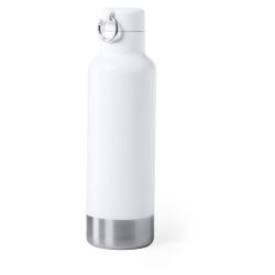 Butelka sportowa 750 ml z karabińczykiem biały, czarny reklamowy z nadrukiem logo