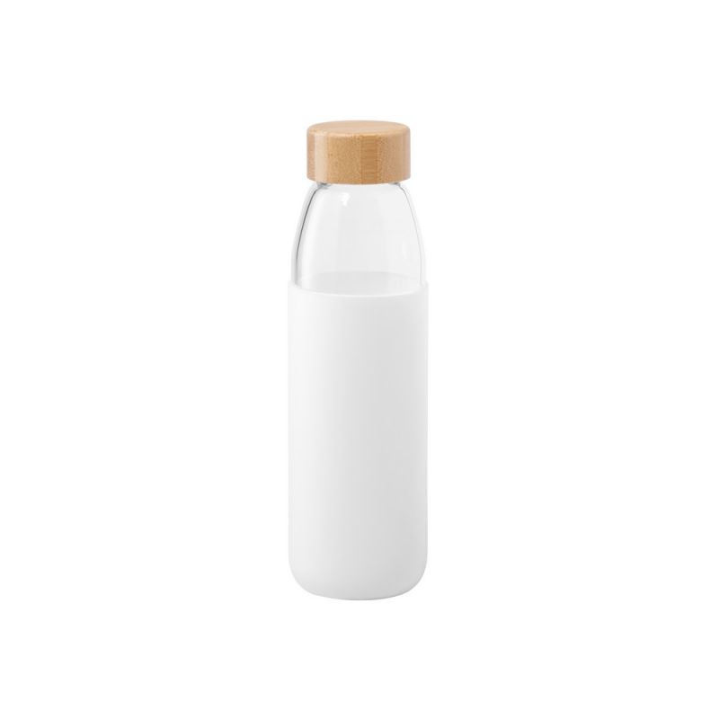 Szklana butelka sportowa 550 ml biały, czarny reklamowy z nadrukiem logo, Sekundo.pl