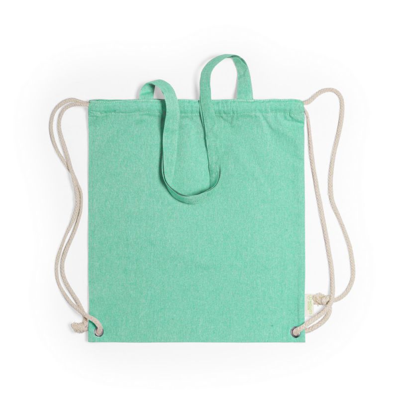 Worek ze sznurkiem i torba na zakupy z bawełny z recyklingu, 2 w 1 odzież reklamowa z