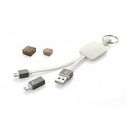 Kabel USB 2 w 1 MOBEE biały, czarny, niebieski reklamowy z nadrukiem logo, Sekundo.pl