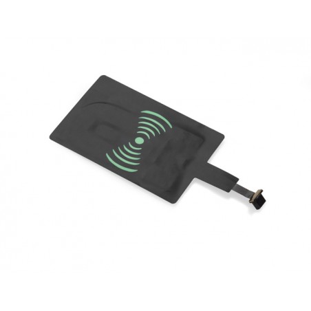 Adapter micro USB do ładowania indukcyjnego INDO czarny reklamowy z nadrukiem logo