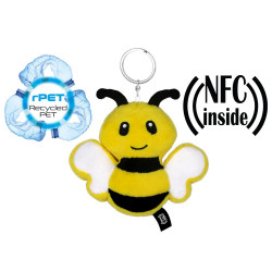 Pluszowa pszczoła RPET z chipem NFC, brelok | Zibee żółty reklamowy z nadrukiem logo