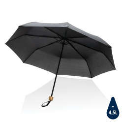 Mały bambusowy parasol 20.5" Impact AWARE rPET czarny reklamowy z nadrukiem logo