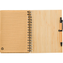 Bambusowy notatnik A5, długopis odzież reklamowa z nadrukiem logo, haft sekundo.pl