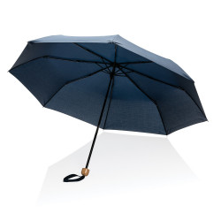 Mały bambusowy parasol 20.5" Impact AWARE rPET niebieski reklamowy z nadrukiem logo