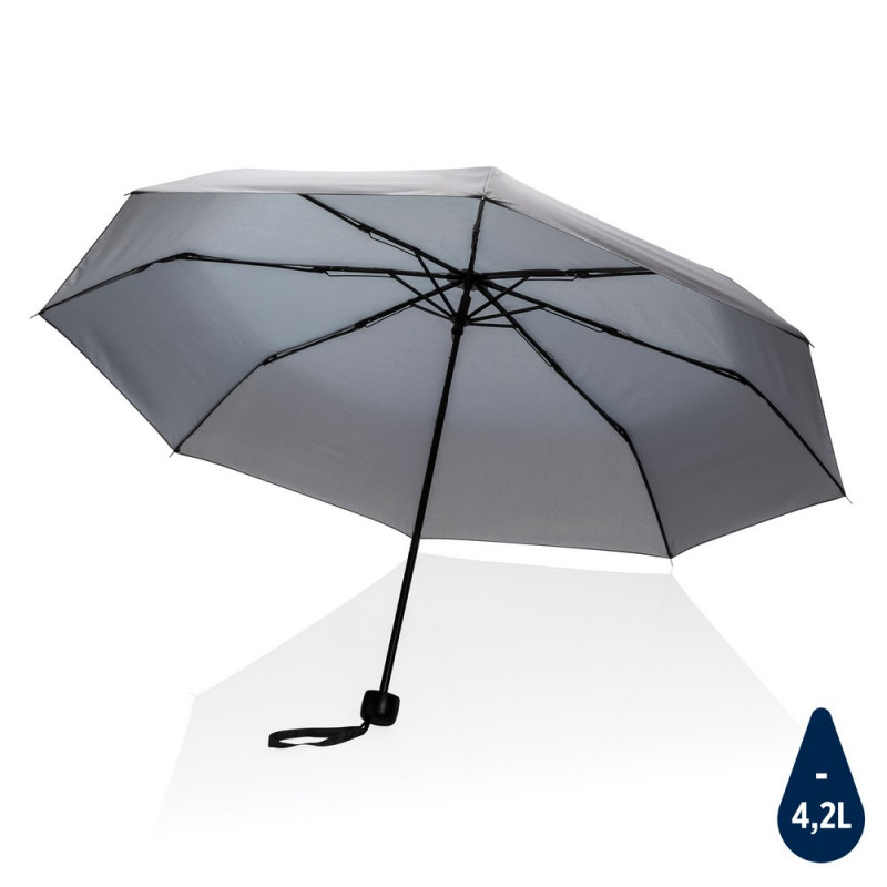 Mały parasol automatyczny 21" Impact AWARE rPET szary reklamowy z nadrukiem logo