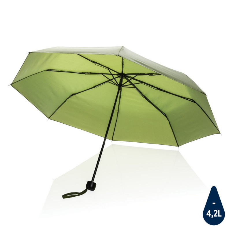 Mały parasol automatyczny 21" Impact AWARE rPET zielony reklamowy z nadrukiem logo