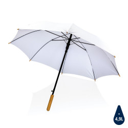 Bambusowy parasol automatyczny 23" Impact AWARE rPET biały reklamowy z nadrukiem logo